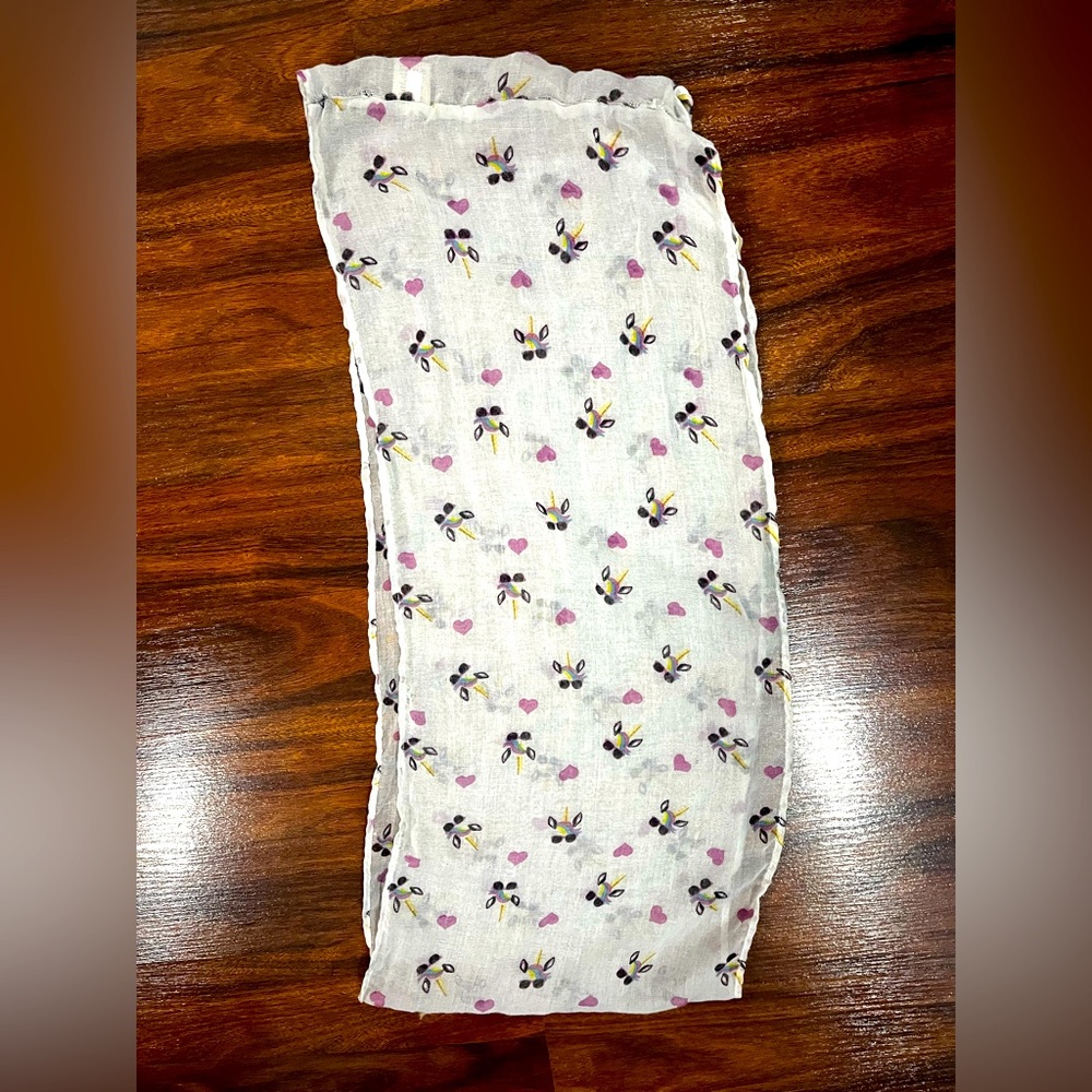 White Unicorn Patterned Scarf